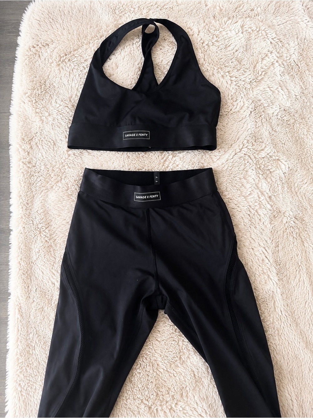 Savage X Fenty Black High-Rise Leggings and Sports Bra Set